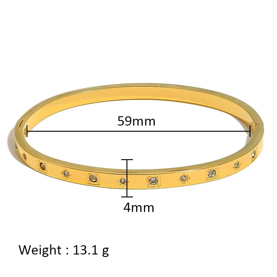 Waterproof Stainless Steel Multicolor Crystal Zirconia CZ Bangle Bracelet Women