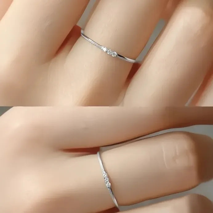 Geometric Gold & Silver Cubic Zirconia Ring for Women – Thin Trendy Design