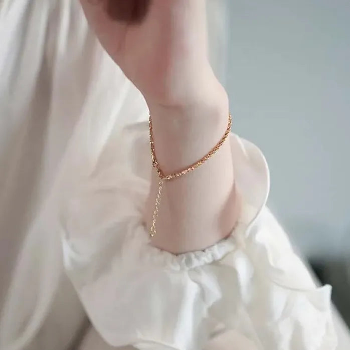 Gold Color Double Layer Adjustable Bracelet Women Beads Anklet Gift