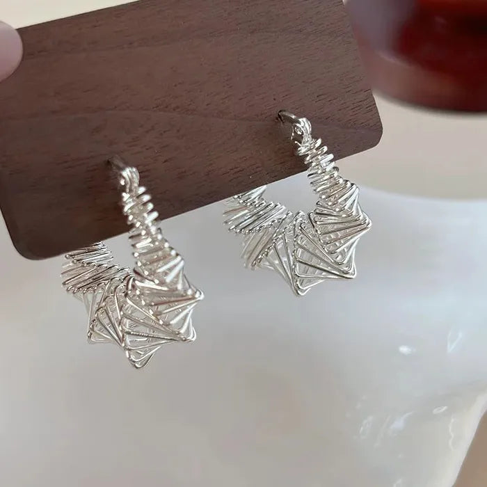 Twisted Hollow Hoop Earrings Zinc Alloy Elegant Fashion Jewelry Gift 2025