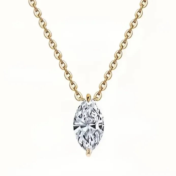 Marquise Cubic Zirconia Pendant Necklace with Gold Chain for Weddings