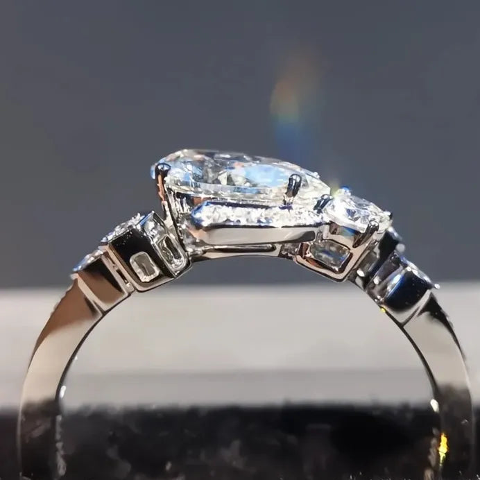 Elegant Geometric Waterdrop Cubic Zirconia Wedding Rings for Women Brass Jewelry
