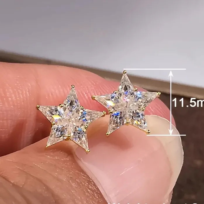 Star Women Stud Earrings Copper CZ Jewelry Fashion Party Wedding Gift