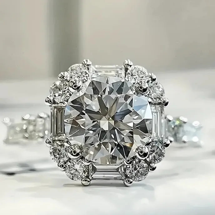 Women's Brass Wedding Party Ring Cubic Zirconia Geometric Inlaid Trendy Jewelry