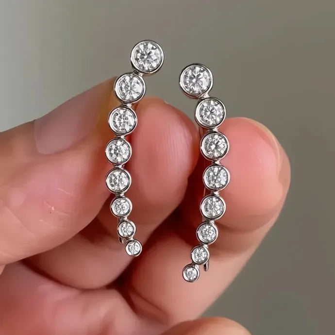Geometric Drop Earrings with Round Cubic Zirconia Wedding Jewelry Copper Alloy