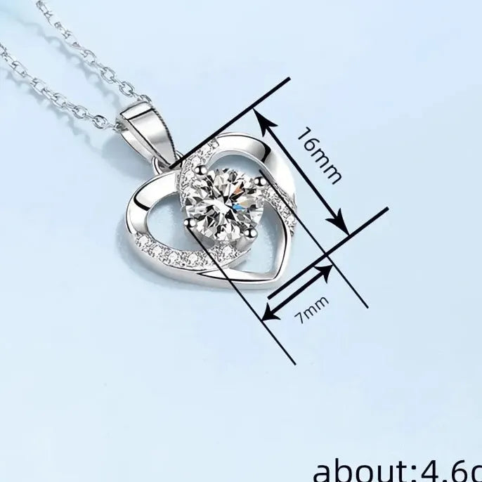 Delicate Heart Pendant Necklace for Women Wedding Jewelry Silver Cubic Zirconia