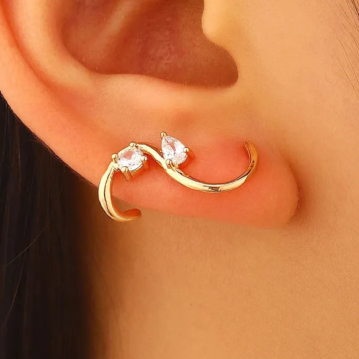 Vintage Water Drop Zircon S-Shaped Stud Earrings for Women Gift