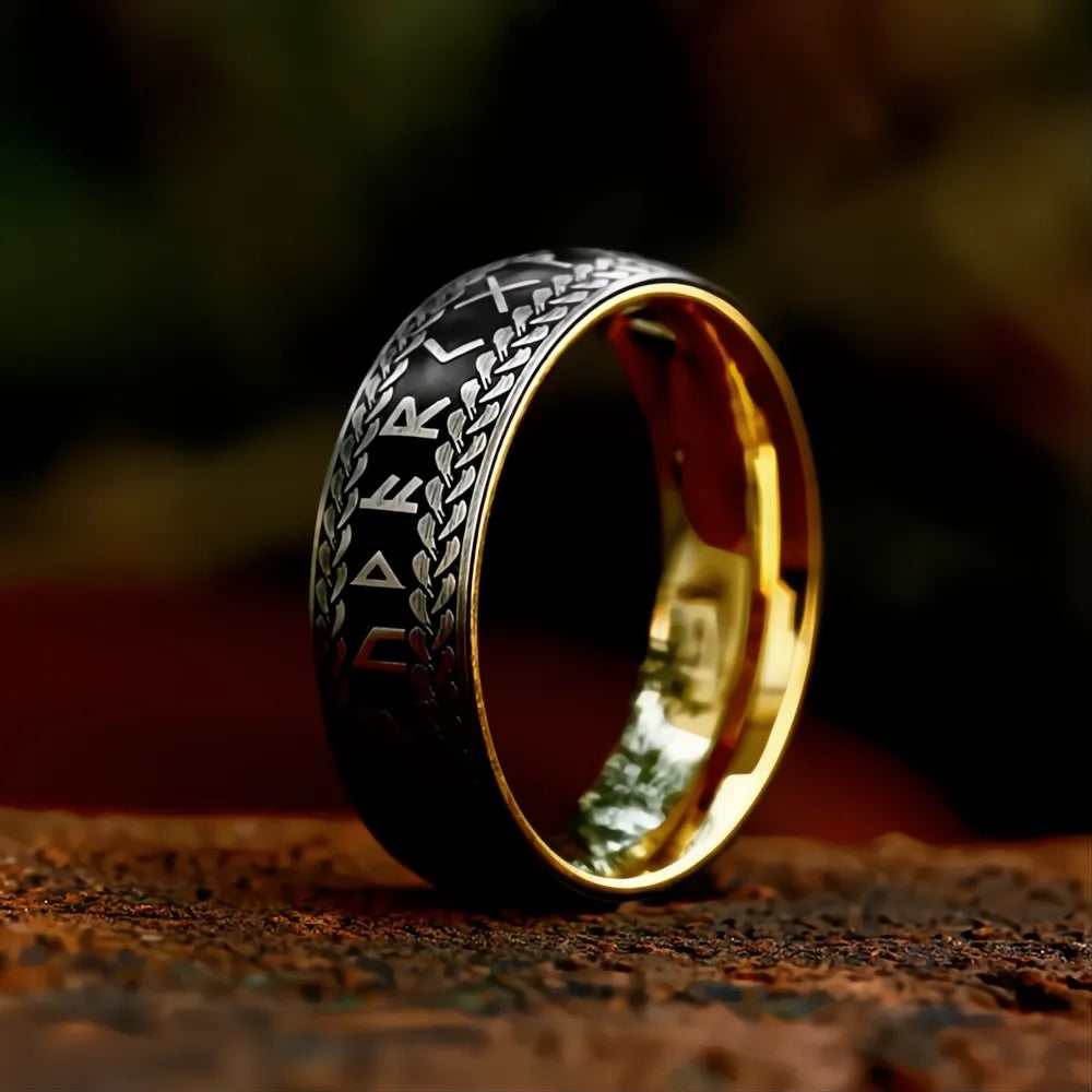 Vintage Nordic Viking Rune Ring 316L Stainless Steel Couple Amulet Jewelry Men Women