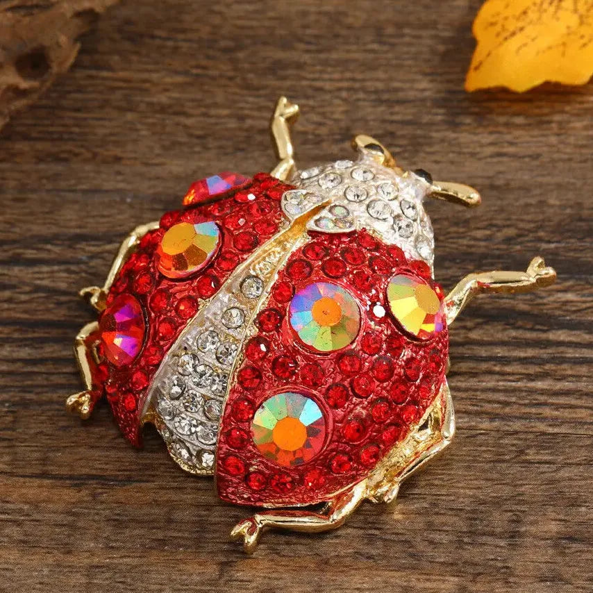 Luxury Crystal Ladybug Brooch Pin Rhinestone Insect Jewelry Gift for Women