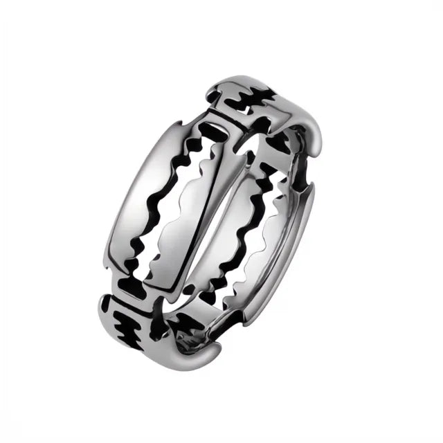 Korean Style Punk Razor Blade 316L Stainless Steel Couple Rings for Men Women