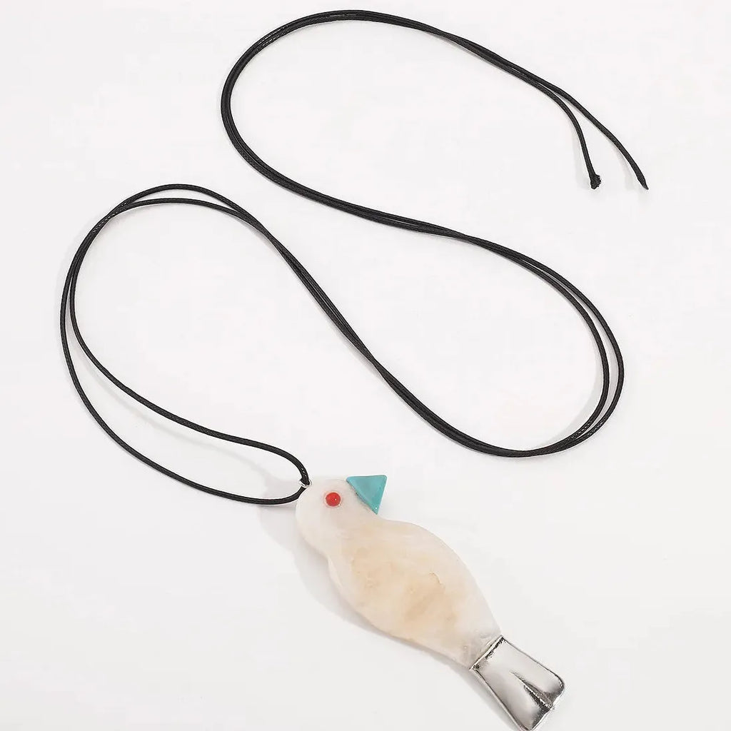 2026 Zaa Resin Parrot Necklace Long Cord Cute Bird Pendant for Women
