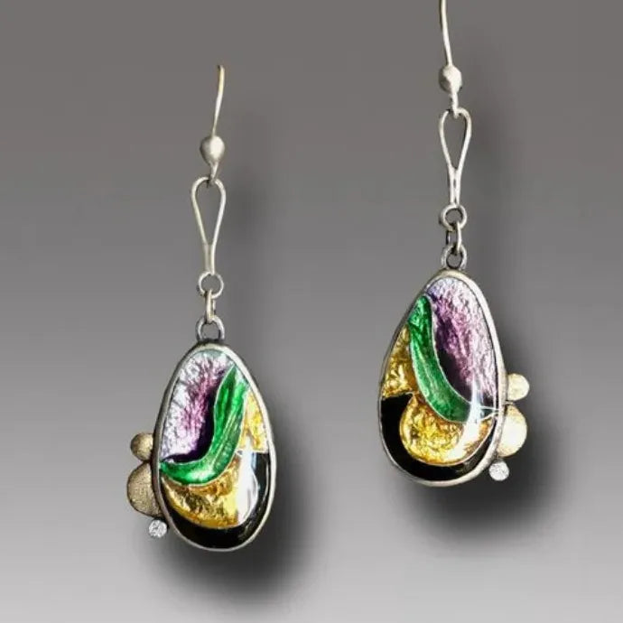 Vintage Bohemian Resin Inlaid Drop Earrings for Men and Women Gift