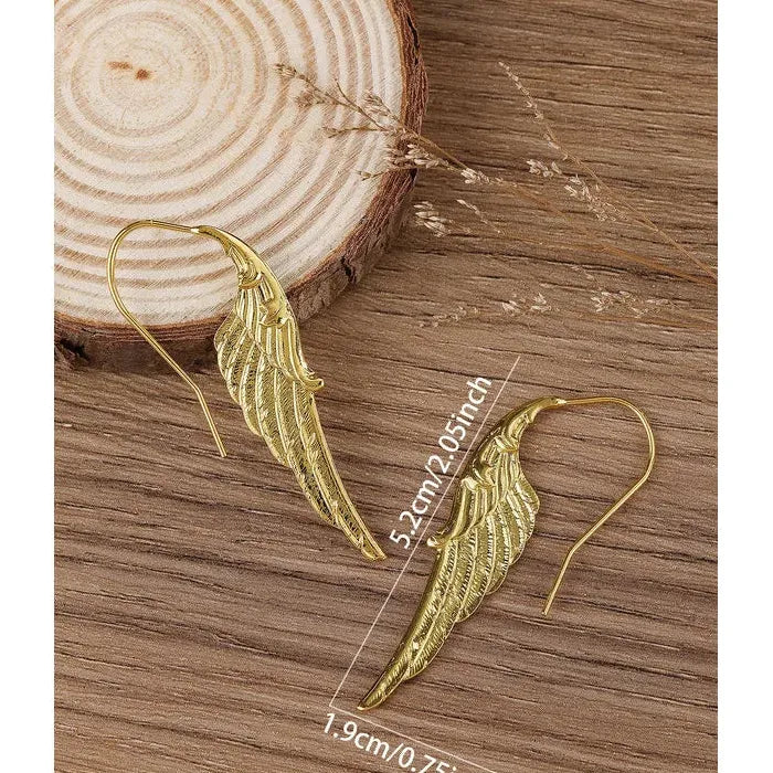 Vintage Angel Wings Feather Earrings Zinc Alloy Pendant Fashion Gift for Women