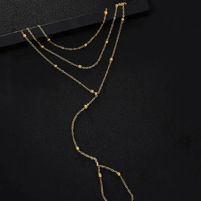 Multi-Layer Metal Beaded Bracelet for Women Gold Silver Fashion Jewelry
