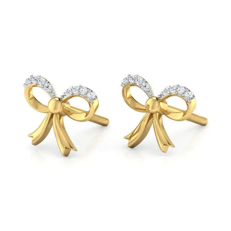Fashion Bow Cubic Zirconia Stud Earrings Zinc Alloy Jewelry for Women Gift