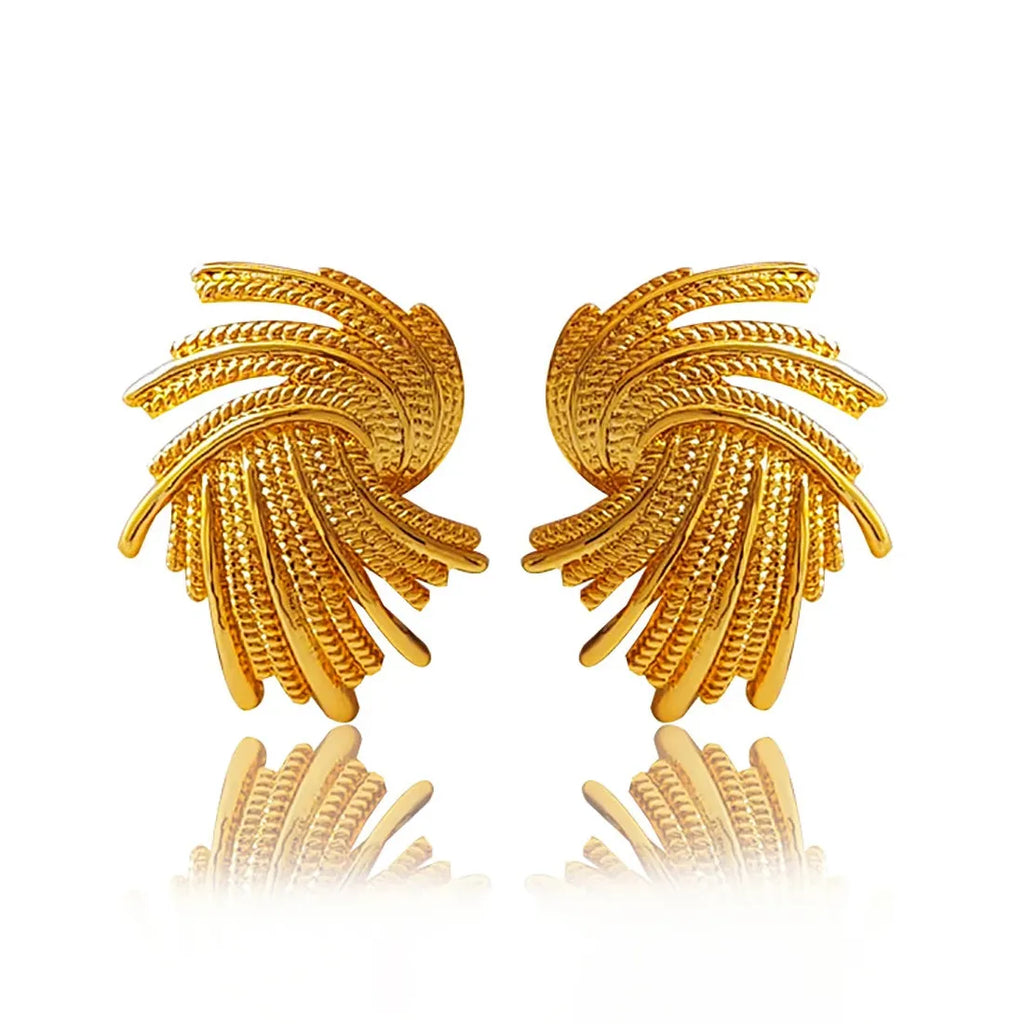 Gold Geometric Irregular Twist Drop Earrings for Women Zinc Alloy