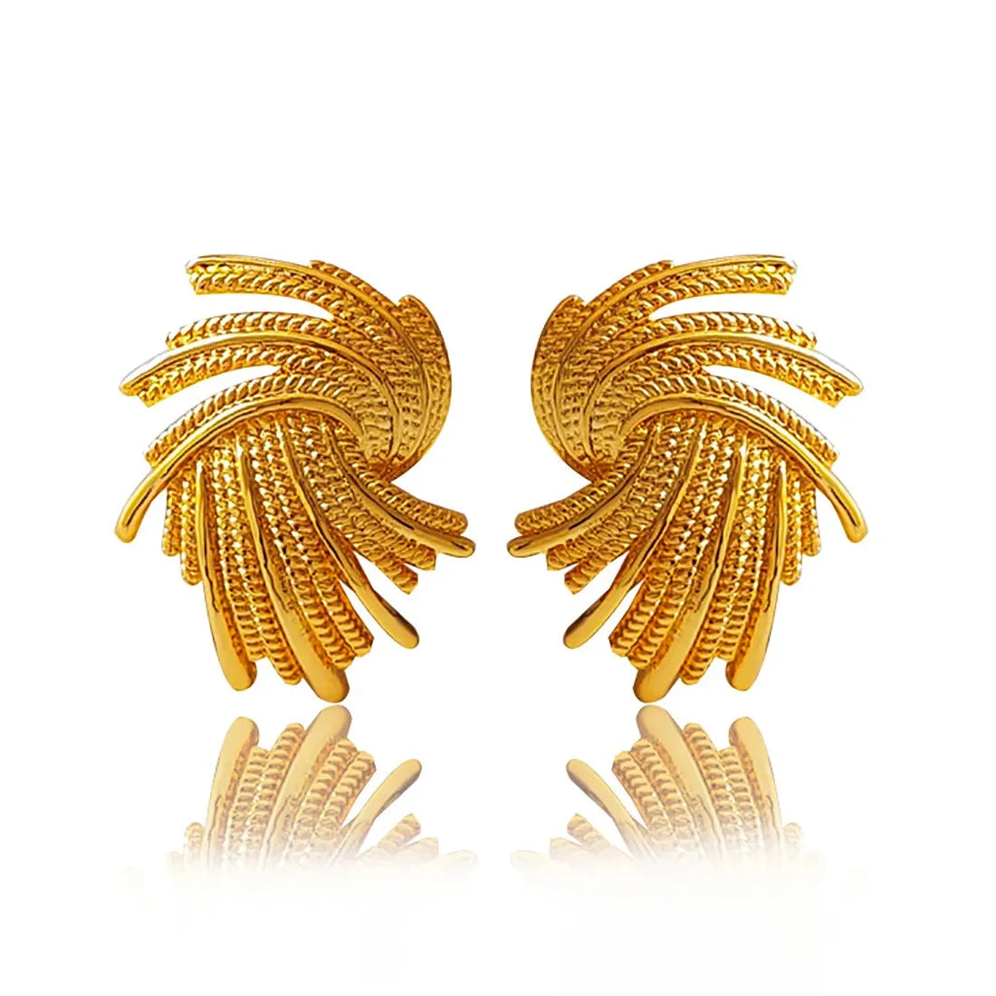Gold Geometric Irregular Twist Drop Earrings for Women Zinc Alloy