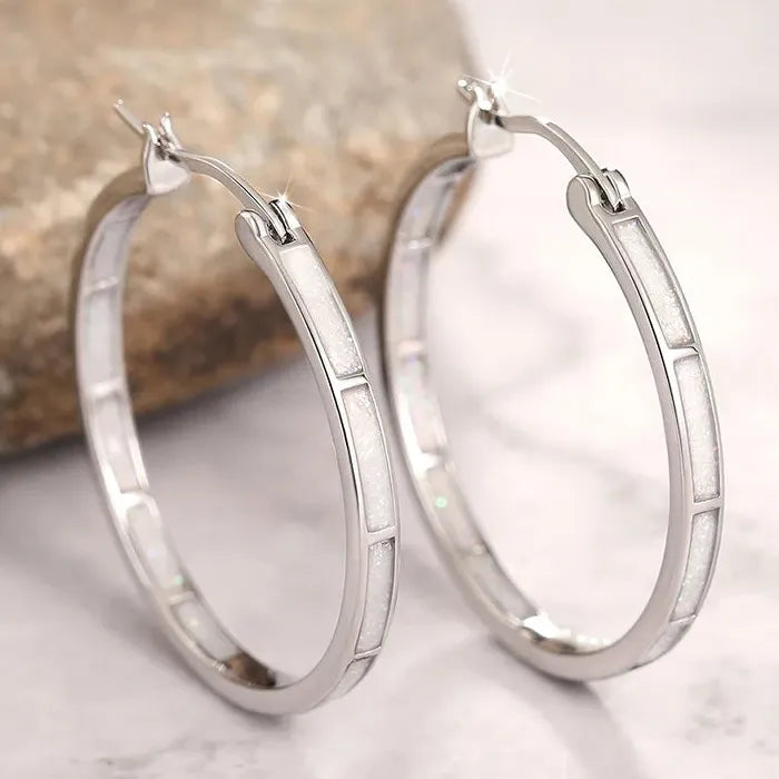 Big White and Blue Epoxy Resin Round Earrings for Women Brides, Copper Jewelry