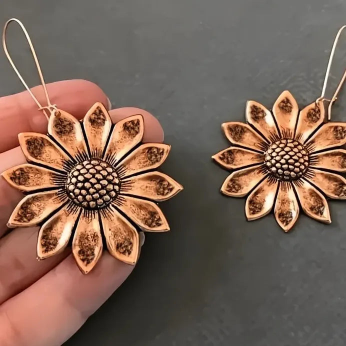 Geometric Sunflower Drop Earrings for Women Zinc Alloy Fashion Jewelry