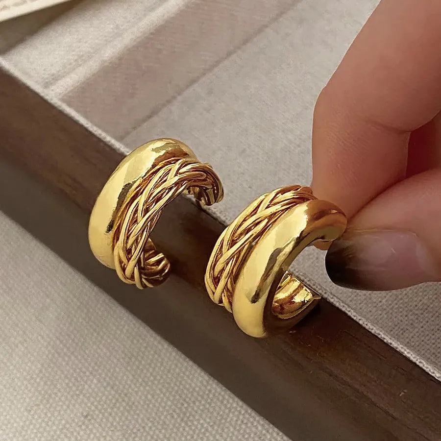 Minimalist Skeleton Stud Earrings Zinc Alloy Metal Korea Jewelry for Women