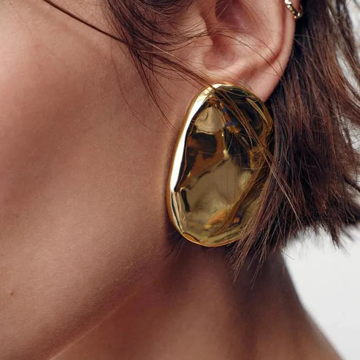 Vintage Zinc Alloy Irregular Oval Geometric Drop Earrings for Women