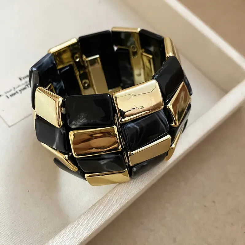 Acrylic Square Splicing Geometric Round Bangles for Women Simple Fashion Jewelry Bracelet