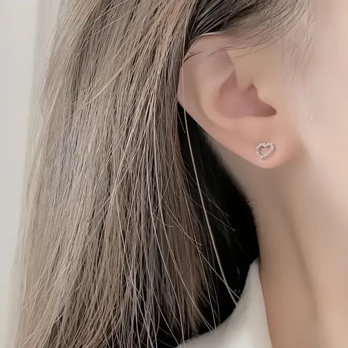 Heart-Shaped Cubic Zirconia Stud Earrings for Women Wedding Gift
