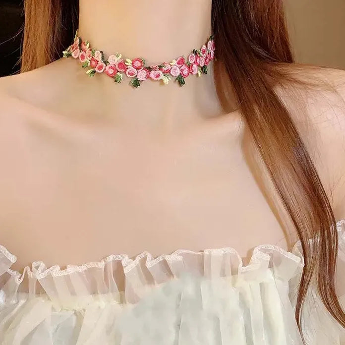 Elegant White Lace Bowknot Cotton Choker Necklace for Women Girls Jewelry