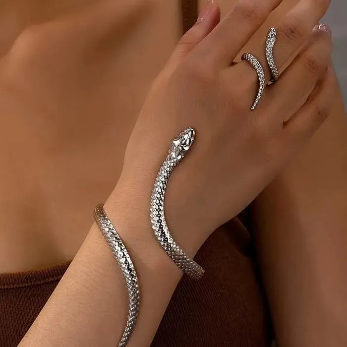 Vintage Adjustable Gold Snake Bracelets Punk Jewelry for Women Men Unisex