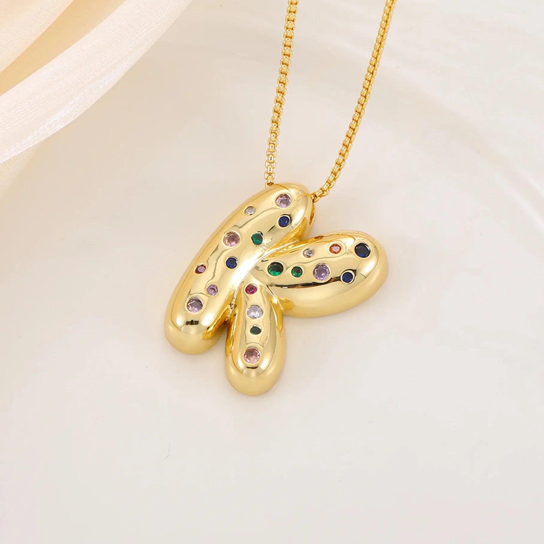 18K Gold Plated A-Z Letter Pendant Necklace for Women Gift Cubic Zirconia
