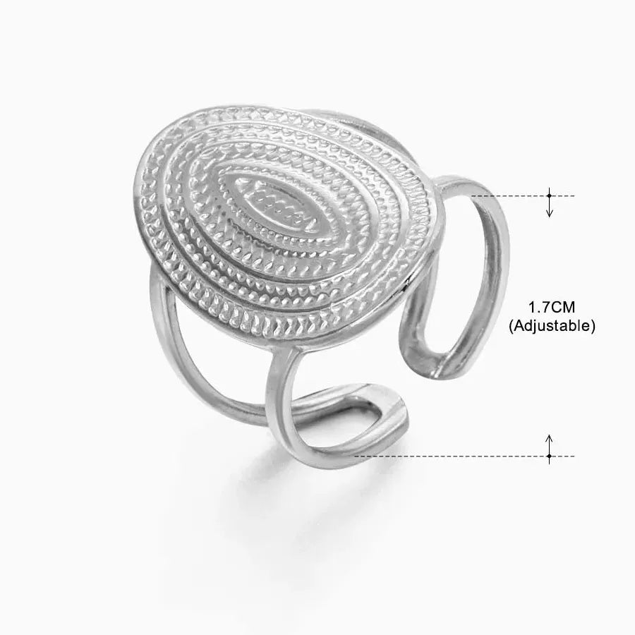 Stainless Steel Wide Face Geometric Open Ring Minimalist Jewelry Gift Women