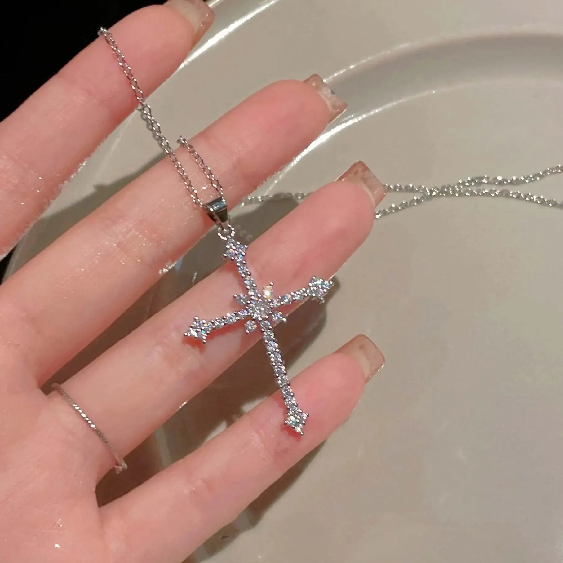 Gothic Cuban Chain Cross Pendant Necklace Unisex Vintage Fashion Jewelry