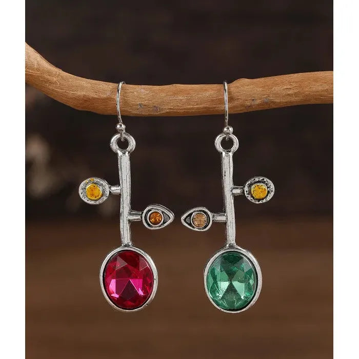 Bohemian Zinc Alloy Asymmetric Long Drop Earrings Flower Pendant Gift