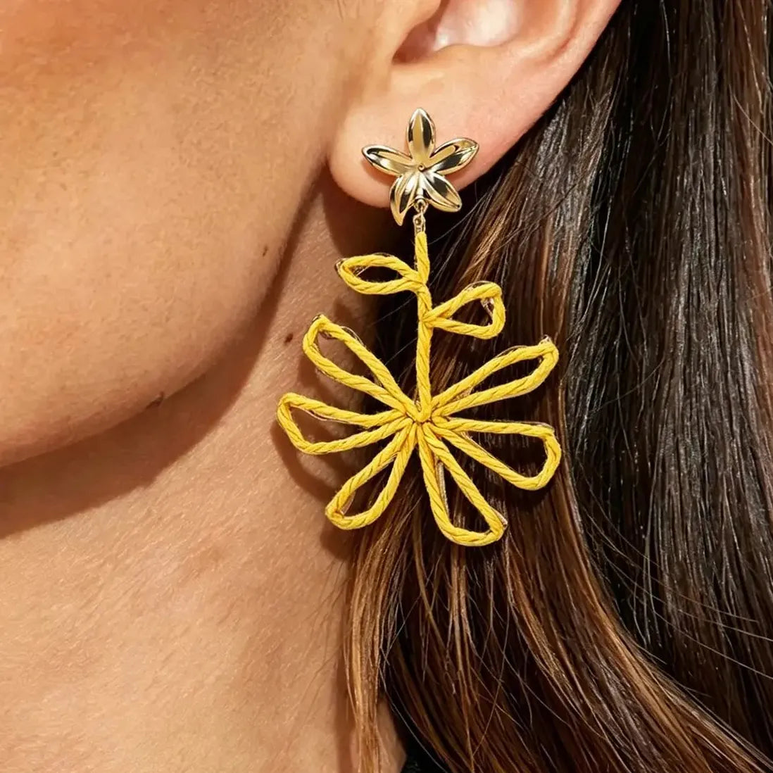 Vintage Lafite Five Petal Flower Earrings for Women Summer Jewelry Gift