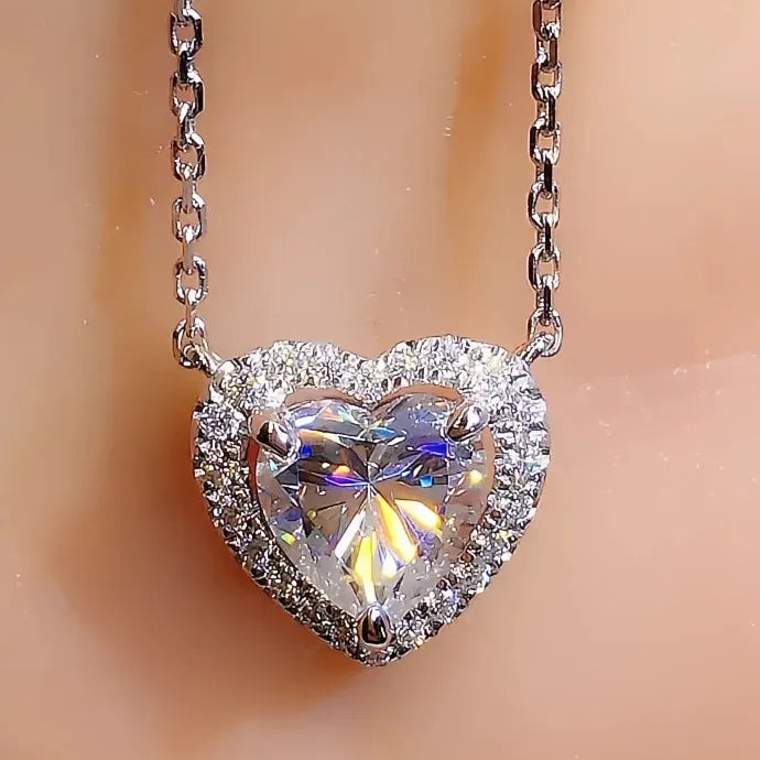 Wedding Heart Necklace Bride Crystal Cubic Zirconia Brass Alloy Jewelry