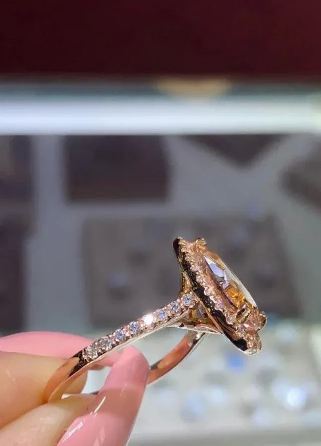 Crystal Waterdrop Cubic Zirconia Ring for Women Silver Eternity Wedding Engagement