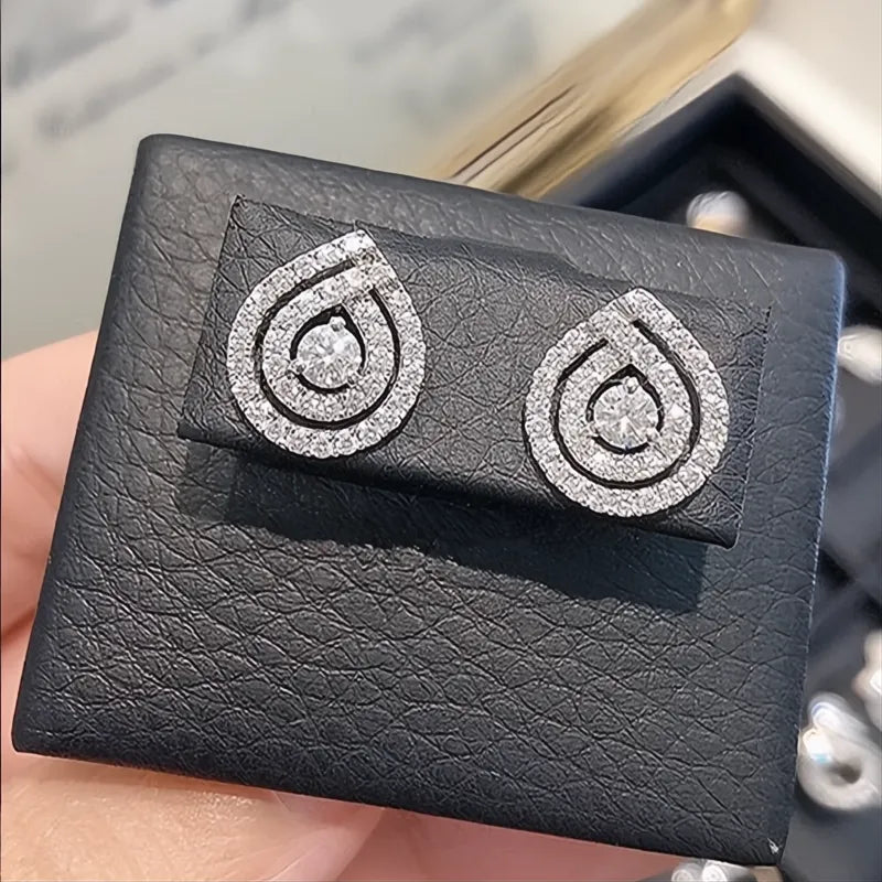 Fancy Cubic Zirconia Stud Earrings for Women Delicate Geometric Design Fashion Jewelry Luxury Wedding Party Accessories