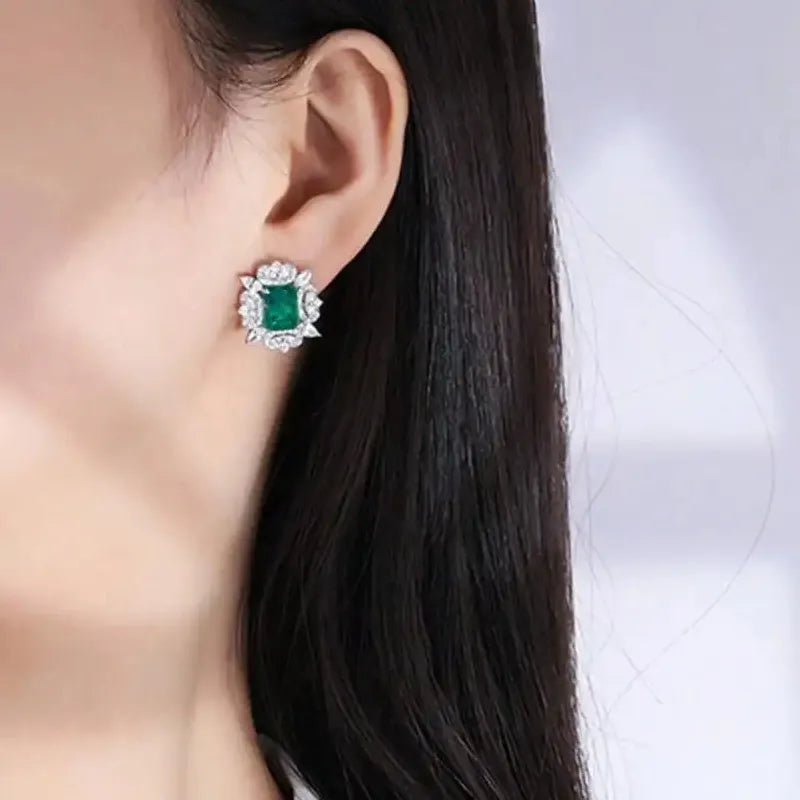 Sunflower Shape Copper Stud Earrings Women Oval Cubic Zirconia Jewelry