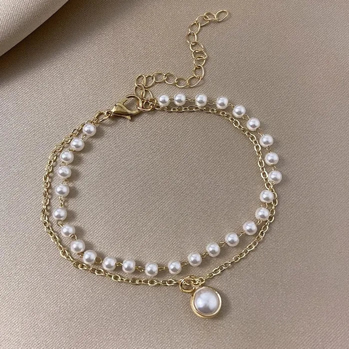 Korean White Opal Pearl Crystal Adjustable Cuff Bracelet Women Gift Jewelry