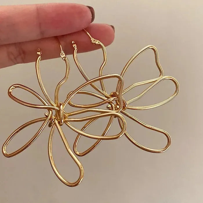 2026 Handmade Copper Metal Flower Drop Earrings Big Fashion Gift