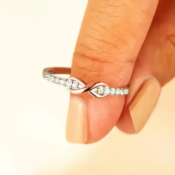 Elegant Infinity Figure Eight Women’s Pink Cubic Zirconia Brass Ring