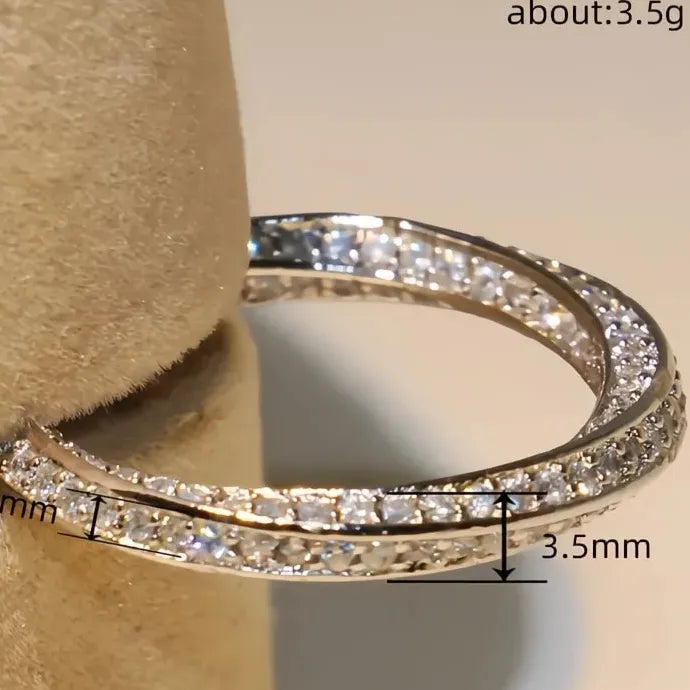 Elegant Twist Design Cubic Zirconia Brass Ring Wedding Party Jewelry for Women
