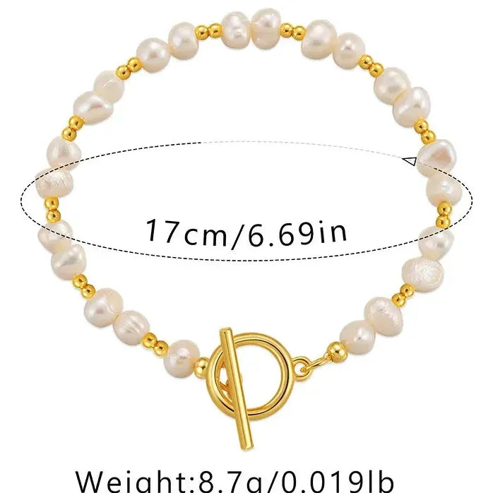 Bohemian Freshwater Pearl Bracelet for Women Girls Copper Bangle Charm