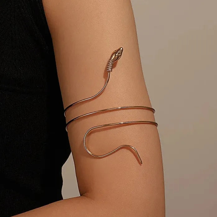 Vintage Gold Snake Shape Adjustable Cuff Bracelet for Women Symbolic Jewelry