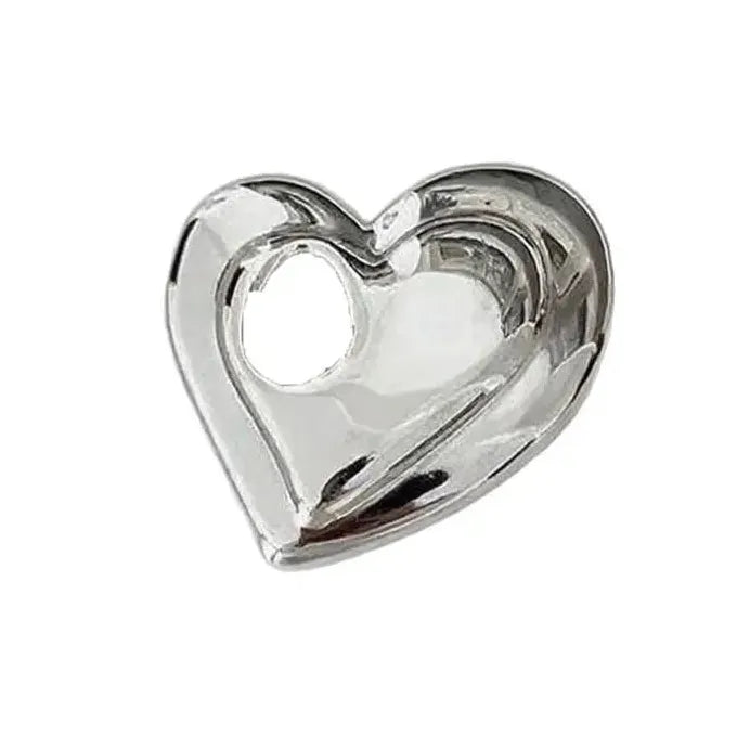 Stainless Steel Heart Brooch Pin for Men and Women Glossy Metal Jewelry