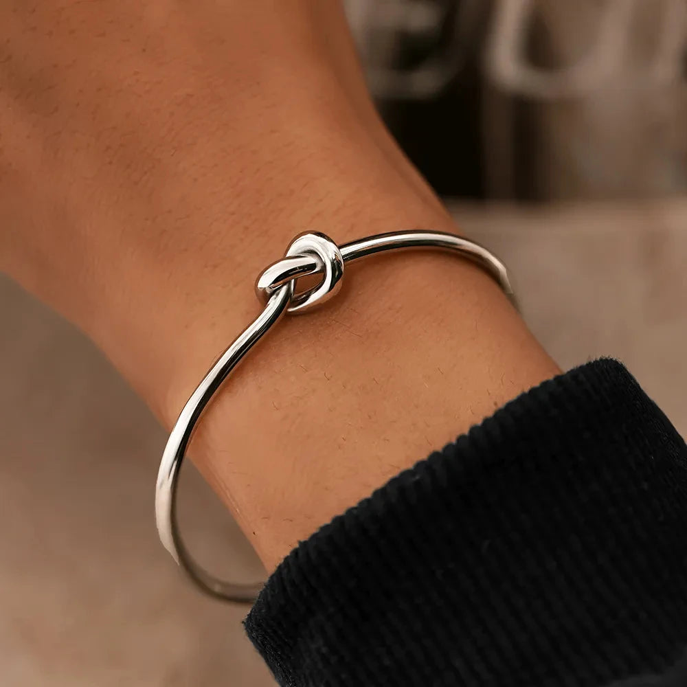 Vintage Stainless Steel Woven Twist Bracelets Bangles for Men Women Jewelry