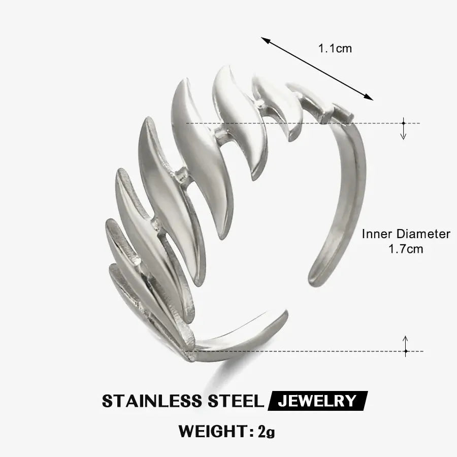 Vintage Stainless Steel Double-Layer Hollow Open Rings for Women, Hypoallergenic Jewelry