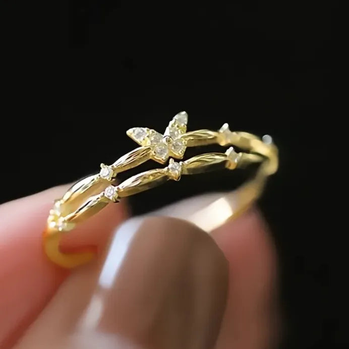 Geometric Butterfly Wedding Band for Women Bridal Statement Jewelry