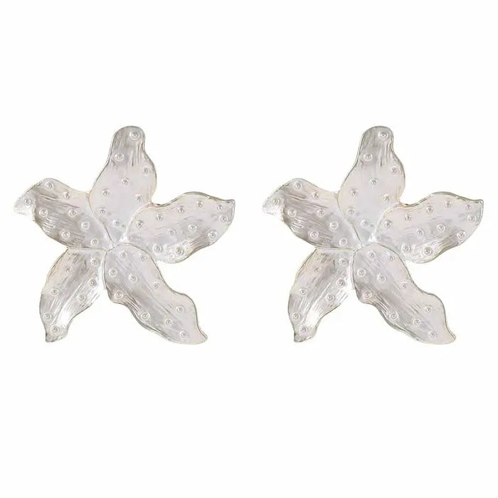 Colorful Exaggerated Flower Drop Earrings Zinc Alloy Petal Starfish Gift