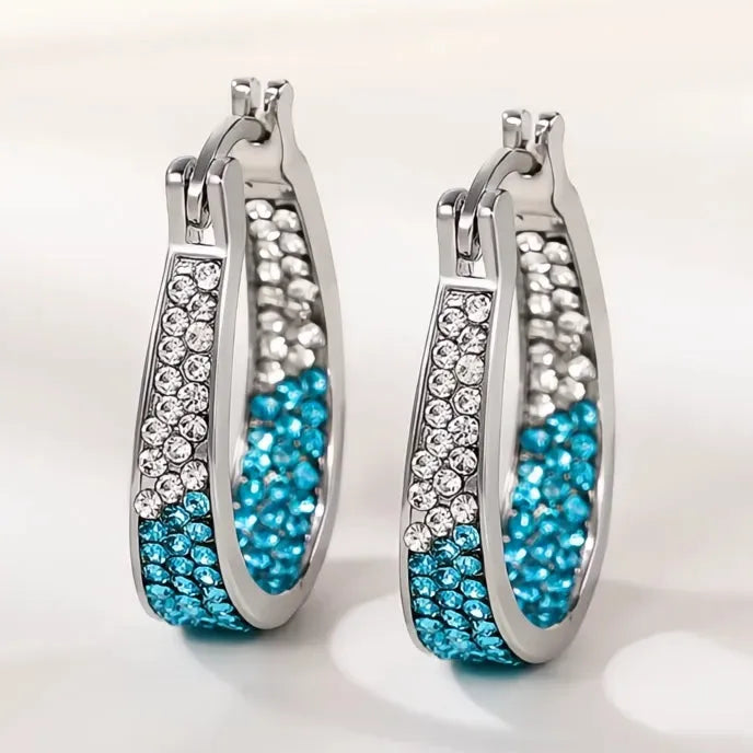 Colorful Cubic Zirconia Geometric Hoop Earrings for Women Copper Alloy Bridal Jewelry